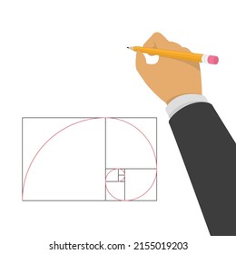 Plantilla de ratio de oro. El principio de la proporción dorada de la construcción. Ilustración del vector EPS 10.