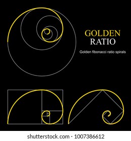 Golden ratio template set. Proportion symbol. Graphic Design element. Golden section spiral. Vector illustration