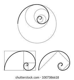 Golden ratio template set. Proportion symbol. Graphic Design element. Golden section spiral. Vector illustration