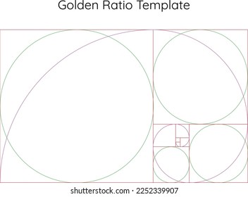 Golden ratio template vector, Divine Proportions, Golden Proportion. Universal meanings. Golden spiral, method of golden section, Fibonacci array, Fibonacci numbers.