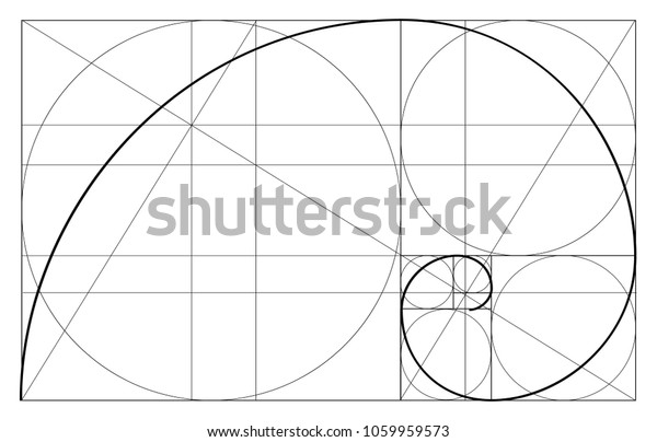 Golden ratio template\
vector, Divine Proportions, Golden Proportion. Universal meanings.\
Golden spiral, method of golden section, Fibonacci array, Fibonacci\
numbers.