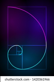 Golden ratio traditional proportions vector icon Fibonacci spiral. Vector Illustration eps 10 Minimalistic style design. Geometric shapes. Circles. Futuristic design. Abstract vector background