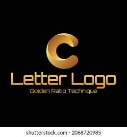Golden Ratio Typography letter c vector Template