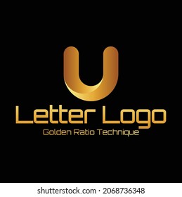 Golden Ratio Typography letter u vector file