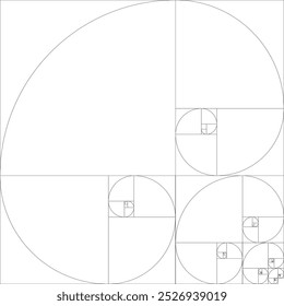 The Golden Ratio: The Ultimate Guide to Understanding and Using It (A proporção dourada: o guia final para entender e usar). Ilustração de um fundo branco com um padrão de círculos e quadrados