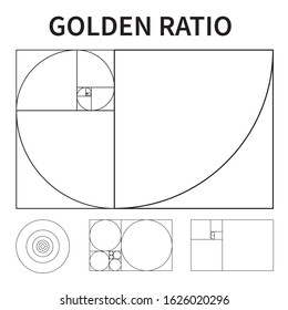 Golden ratio vector in different types. Rectangle and circular and etc