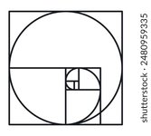 The golden ratio vector illustrtion. Classic proportions symbol. Fibonacci sequence pictogram.