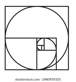 The golden ratio vector illustrtion. Classic proportions symbol. Fibonacci sequence pictogram.