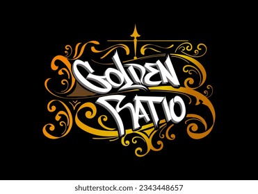 GOLDEN RATIO word lettering custom logo design