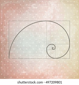 Golden ration presented on old background paper design. Golden proportion. Graphic design element.