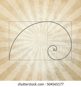 Golden ration presented on old background paper design. Golden proportion. Graphic design element.