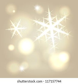 Golden ray snowflake warm abstract festive background