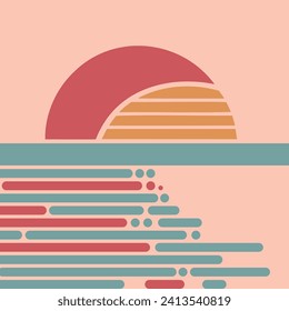Golden Rays of Nostalgia: A Journey through the Radiant Retro Sunshine Landscape, Where Vintage Vibes and Warm Glow Converge, Eliciting a Timeless Serenity 