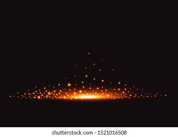 Golden Rays rising on dark background Vector Illustration