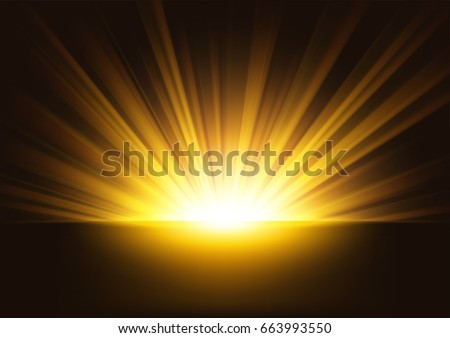 Golden Rays rising on dark background. Suitable for product advertising, product design, and other. Vector Illustration