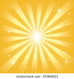 golden rays shining stars. flat vector illustration