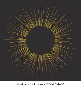 golden rays sun circle lines vintage. Vector illustration