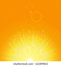 Golden rays of the sun, a flash of light, vector pattern