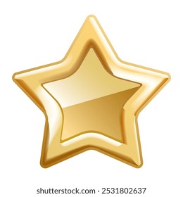 Golden realistic 3D star with rounded corners. Vector illustration.