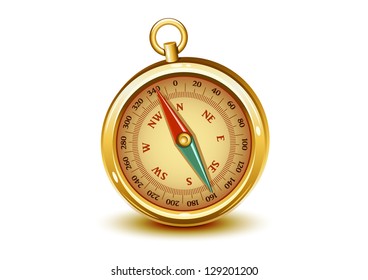 golden realistic compass