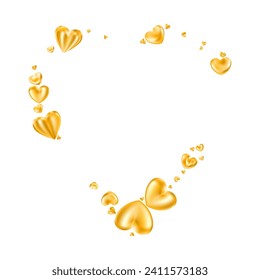 Golden realistic heart frame isolated on white background. 3d vector illustration. Luxury symbol of love. Gold decorative design element for Valentines Day, wedding card, invitation.