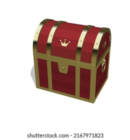 Golden realistic treasure chest closed Vector illustration