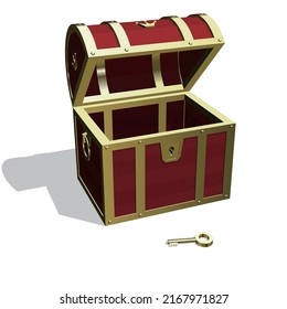 Golden realistic treasure chest empty Vector illustration