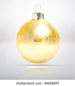 Golden realistic vector Christmas ball