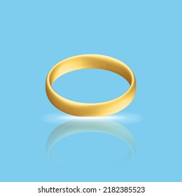 Golden realistic wedding ring with reflection Anniversary romantic surprise