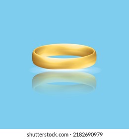 Goldener realistischer Ehering mit Reflexion Jubiläum Romantische Überraschung