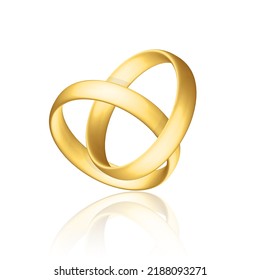 Goldene realistische Hochzeitsringe mit Reflexion Jubiläum romantische Überraschung
