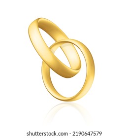 Golden realistic wedding rings with reflection Anniversary romantic surprise
