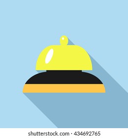 Golden reception bell icon, flat style