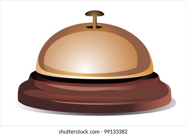 Golden reception bell isolated on white background
