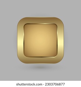 Golden rectangle blank button for website UI or app UX vector design in illustration