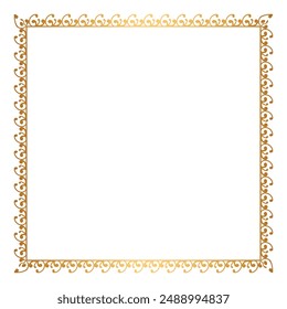 Golden Rectangle Corner Certificate Border Pattern Line Photo Frame Islamic Wedding Invitation Background