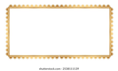 Golden Rectangle Corner Certificate Border Pattern Line Photo Frame Islamic Wedding Invitation Card Background