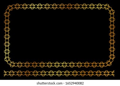 Golden Rectangle Floral Frame, at black background
