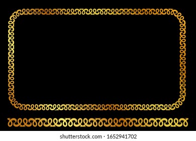 Golden Rectangle Floral Frame, at black background
