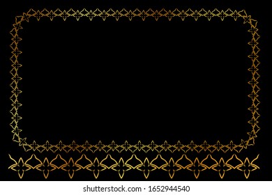Golden Rectangle Floral Frame, at black background
