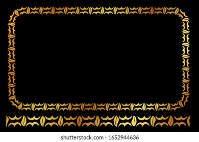 Golden Rectangle Floral Frame, at black background
