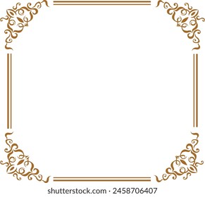 Golden Rectangle Frame for Corner Certificate Border Pattern Line Photo Wedding Invitation Background with Thai Islamic