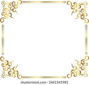 Golden Rectangle Frame for Corner Certificate Border Pattern Line Photo Wedding Invitation Background with Thai Islamic