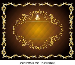 golden rectangle frame isolated in golden dark frame