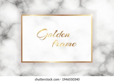 Goldenes Rechteck auf weißem marmoriertem Hintergrund.