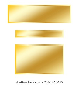 Golden rectangle frame. Shiny gold design. Gradient metallic effect. Vector illustration.