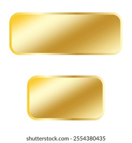 Golden rectangle shape. Shiny gold gradient. Luxurious vector style. Metallic frame design.