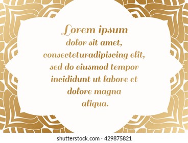 Golden rectangular border of flowing lines with a shaped edge.