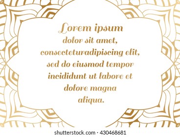 Golden rectangular border of flowing lines with a shaped edge.