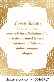 Golden rectangular border of flowing lines with a shaped edge.